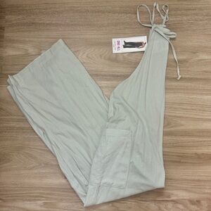 Vanilla Star Light Sage Green Tie-Strap Wide-Leg Jumpsuit